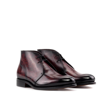 DapperFam Vivace in Burgundy Men's Hand-Painted Patina Chukka in Burgundy