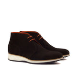 DapperFam Vivace in Dark Brown / Cognac Men's Lux Suede & Italian Pebble Grain Leather Chukka in Dark Brown / Cognac