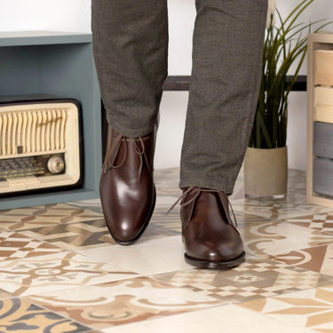 DapperFam Vivace in Dark Brown Men's Italian Leather Chukka