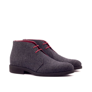 DapperFam Vivace in Dark Grey Men's Flannel Chukka in Dark Grey