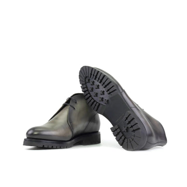 DapperFam Vivace in Grey / Green Men's Italian Leather Chukka