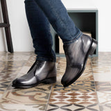 DapperFam Vivace in Grey Men's Hand-Painted Patina Chukka