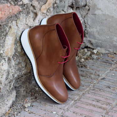 DapperFam Vivace in Med Brown Men's Italian Leather Chukka in Med Brown