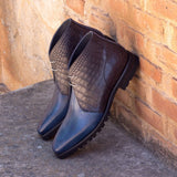 DapperFam Vivace in Navy / Black Men's Italian Leather Chukka