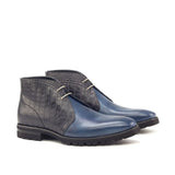 DapperFam Vivace in Navy / Black Men's Italian Leather Chukka in Navy / Black