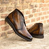 DapperFam Vivace in Tobacco Men's Hand-Painted Patina Chukka