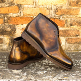DapperFam Vivace in Tobacco Men's Hand-Painted Patina Chukka