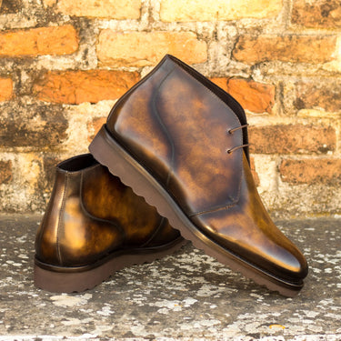 DapperFam Vivace in Tobacco Men's Hand-Painted Patina Chukka in #color_