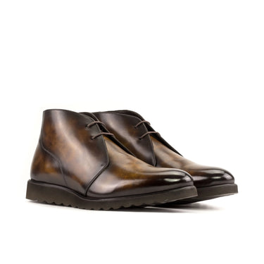DapperFam Vivace in Tobacco Men's Hand-Painted Patina Chukka in Tobacco #color_ Tobacco