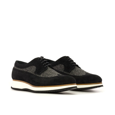 DapperFam Zephyr in Black / Nailhead Men's Sartorial & Lux Suede Longwing Blucher in Black / Nailhead