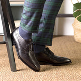 DapperFam Zephyr in Black Men's Italian Leather Longwing Blucher — Style 5499