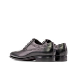 DapperFam Zephyr in Black Men's Italian Leather Longwing Blucher