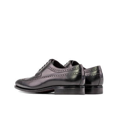 DapperFam Zephyr in Black Men's Italian Leather Longwing Blucher