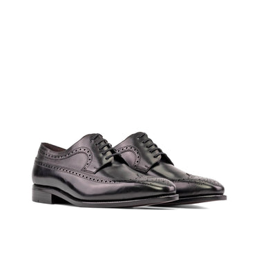 DapperFam Zephyr in Black Men's Italian Leather Longwing Blucher in Black