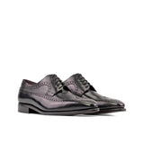 DapperFam Zephyr in Black Men's Italian Leather Longwing Blucher — Style 5499