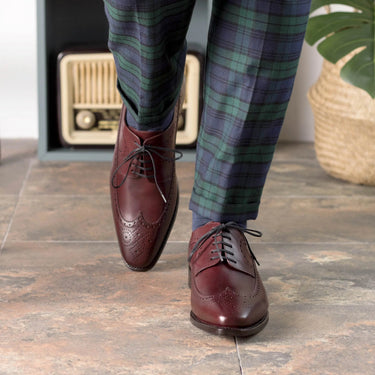 DapperFam Zephyr in Burgundy Men's Italian Leather Longwing Blucher