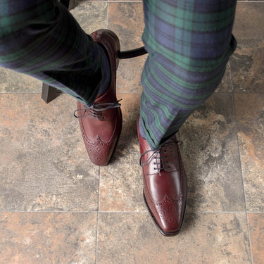 DapperFam Zephyr in Burgundy Men's Italian Leather Longwing Blucher