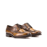 DapperFam Zephyr in Cognac Men's Hand-Painted Patina Longwing Blucher — Style 5246