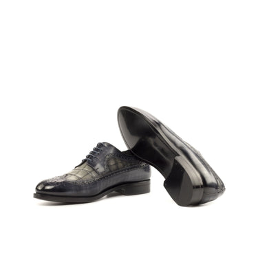 DapperFam Zephyr in Grey Men's Hand-Painted Patina Longwing Blucher