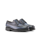 DapperFam Zephyr in Navy Men's Italian Leather Longwing Blucher — Style 5525