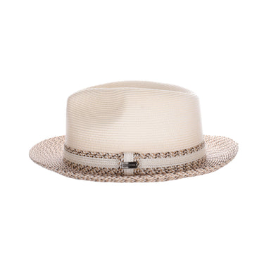 DapperFam The Stefano Two-Tone Straw Fedora Hat