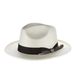 Dobbs Arlo Shantung Toyo Fedora with Brim Curl in Natural / Brown