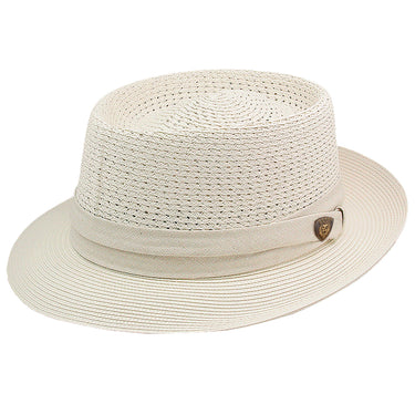 Dobbs Bishop Vented Milan Straw Pork Pie in Beige