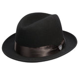 Dobbs Boulevard Center Dent Wool Felt Homburg in Black