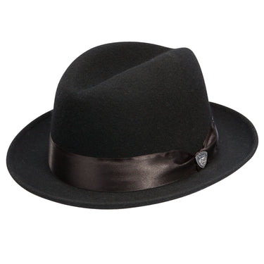 Dobbs Boulevard Center Dent Wool Felt Homburg in Black