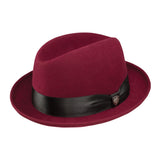 Dobbs Boulevard Center Dent Wool Felt Homburg in Burgundy