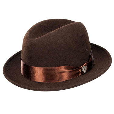 Dobbs Boulevard Center Dent Wool Felt Homburg in Brown