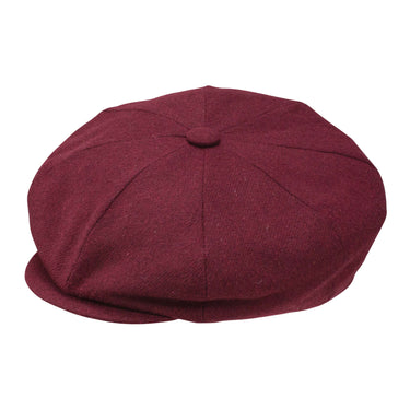 Dobbs Chap Wool Flat Cap in Burgundy