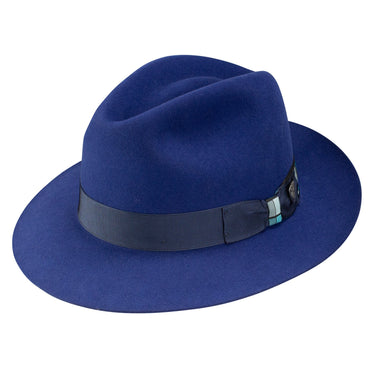 Dobbs Cubed Wool Felt Fedora in Royal