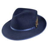 Dobbs Delevan B Wool Felt Pinch Front Fedora in Navy