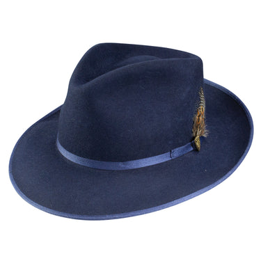 Dobbs Delevan B Wool Felt Pinch Front Fedora in Navy