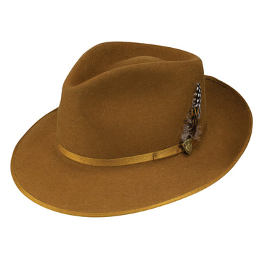 Dobbs Delevan B Wool Felt Pinch Front Fedora in Cognac