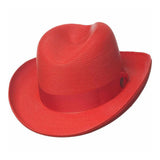 Dobbs El Dorado Center Dent Milan Straw Homburg in Red