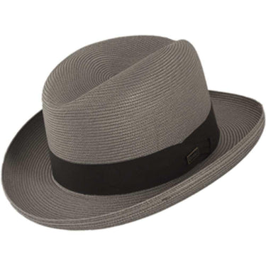 Dobbs El Dorado Center Dent Milan Straw Homburg in Steel