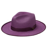 Dobbs Esquire B (Straw) Wide Brim Pinch Front Straw Fedora in Burgundy