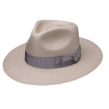 Dobbs Estate (Straw) Shantung Straw Wide Brim Fedora in Silver