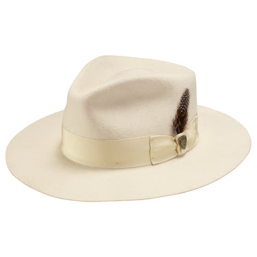 Dobbs Estate (Wool) Wide Brim Wool Felt Fedora in Bone
