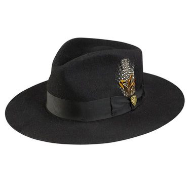 Dobbs Estate (Wool) Wide Brim Wool Felt Fedora in Black
