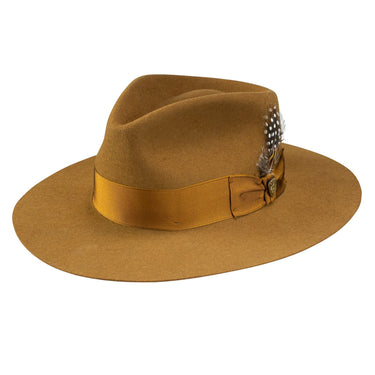 Dobbs Estate (Wool) Wide Brim Wool Felt Fedora in Cognac