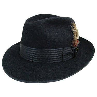 Dobbs Harvey Center Dent Fedora in Black