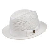 Dobbs Madison Vented Center Dent Milan Straw Fedora in White