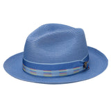 Dobbs Multiline Straw Fedora in Perriwinkle