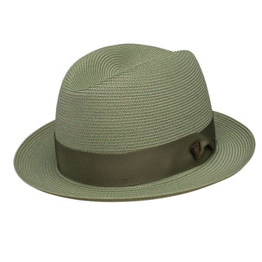 Dobbs Parker Center Dent Milan Straw Fedora in Olive