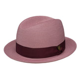 Dobbs Parker Center Dent Milan Straw Fedora in Mauve
