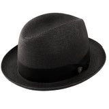 Dobbs Parker Center Dent Milan Straw Fedora in Black