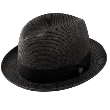 Dobbs Parker Center Dent Milan Straw Fedora in Black